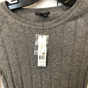 Theory grey ribbed crew neck sweater.